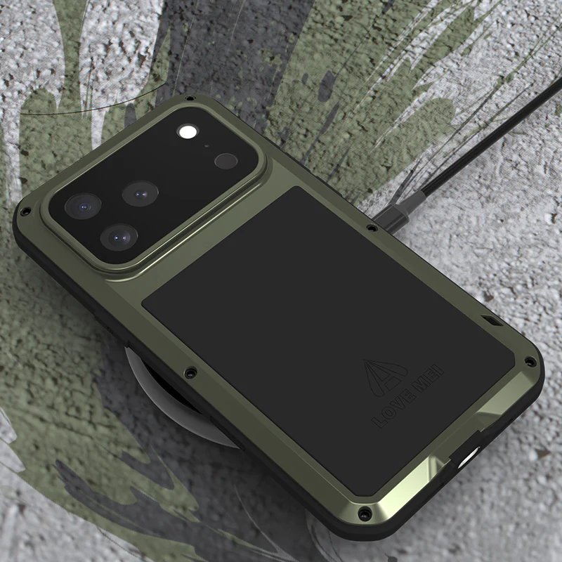 Handyhülle für iPhone 17 Pro Max, Love Mei Powerful mit Glas, Grün - Image 3