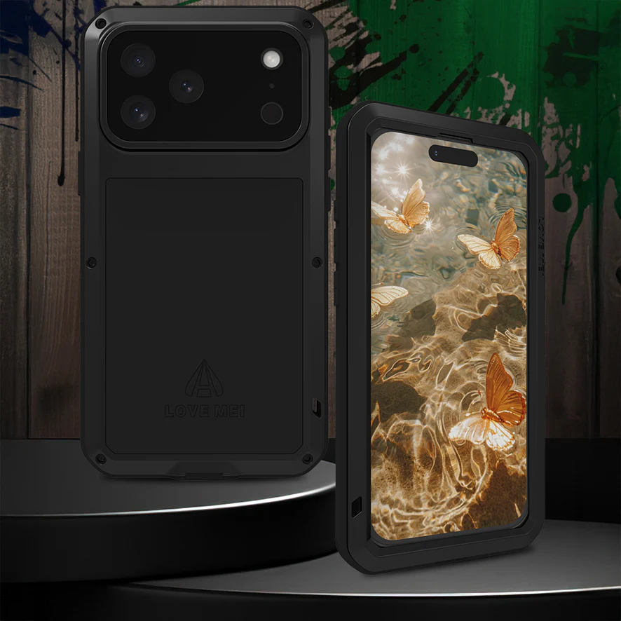 Handyhülle für iPhone 17 Pro Max, Love Mei Powerful mit Glas, Schwarz - Image 4
