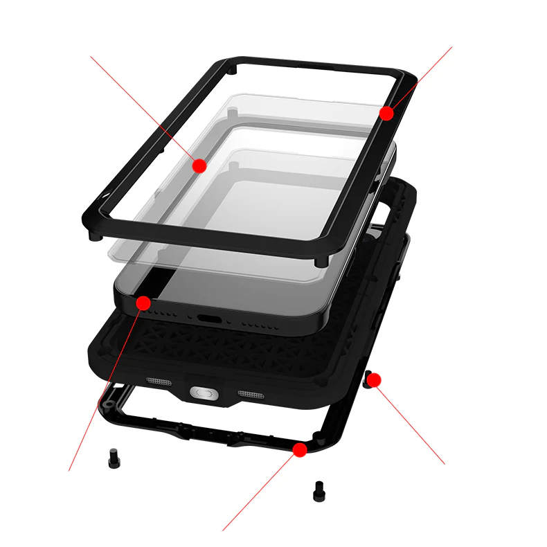 Handyhülle für iPhone 17 Pro Max, Love Mei Powerful mit Glas, Schwarz - Image 5