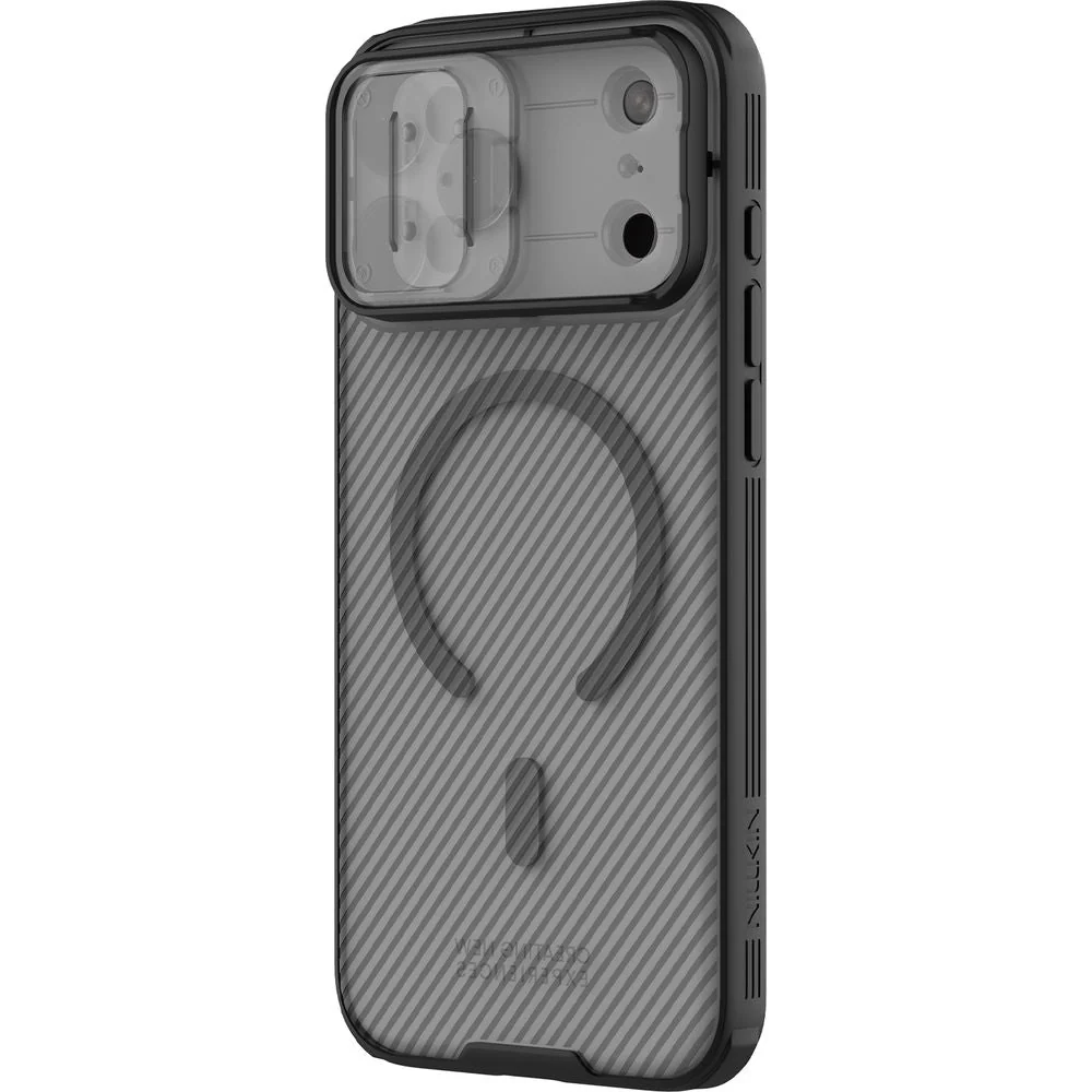 Handyhülle für iPhone 17 Pro Max, Nillkin CamShield Pro Magnetic mit MagSafe, Durchscheinend-Schwarz