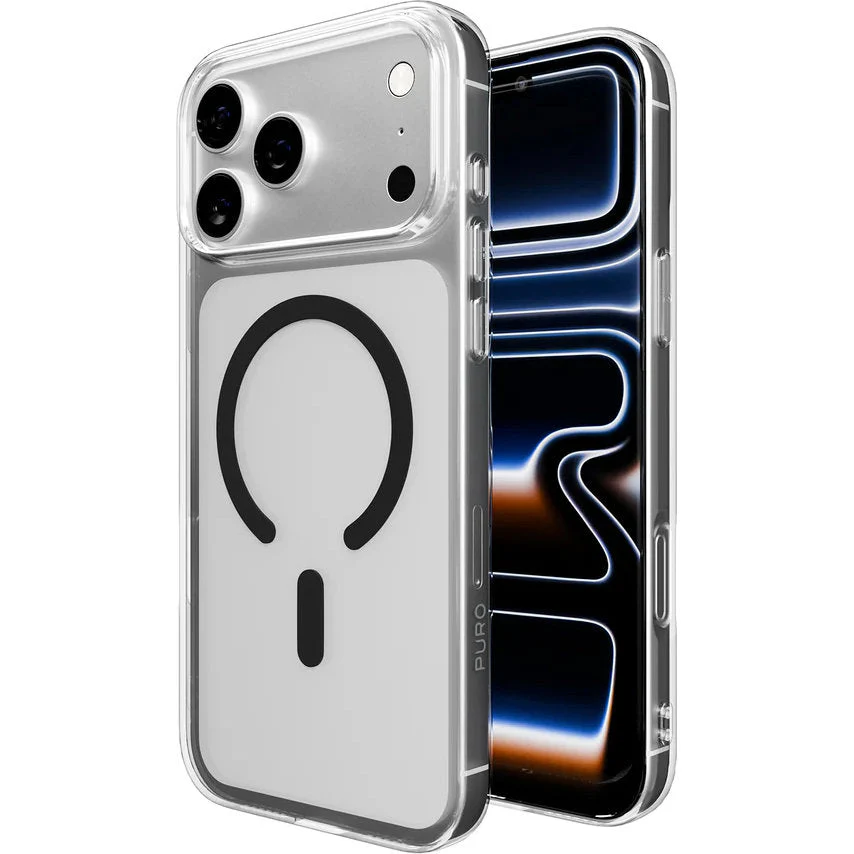 Handyhülle für iPhone 17 Pro Max, Puro Lite Mag Pro, Transparent-Schwarz