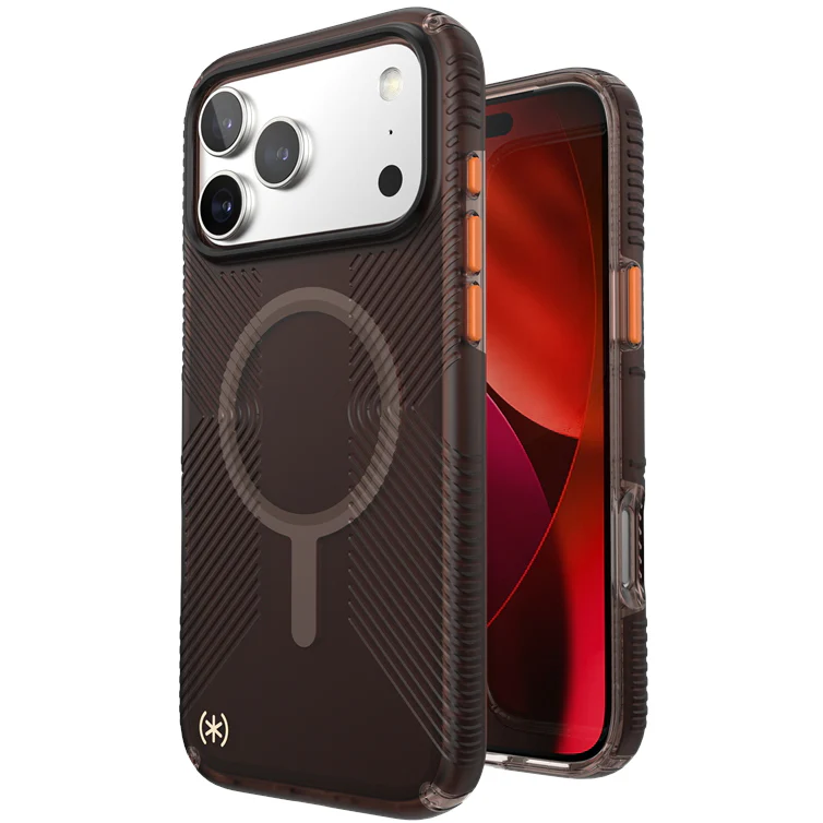 Handyhülle für iPhone 17 Pro Max, Speck Presidio Lux Grip MagSafe, Braun-orange