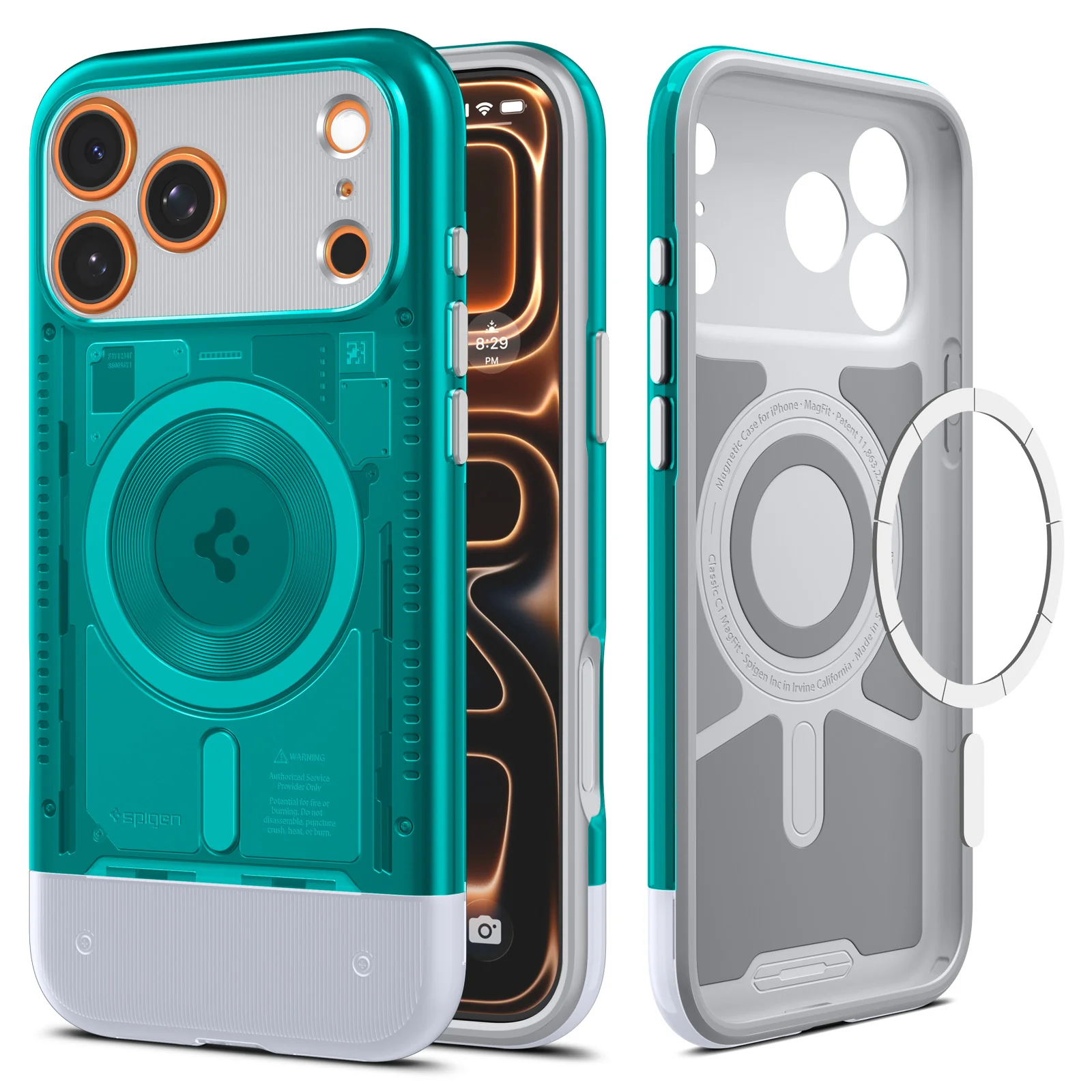 Handyhülle für iPhone 17 Pro Max, Spigen Classic C1 Mag mit MagSafe, Türkis - Image 2