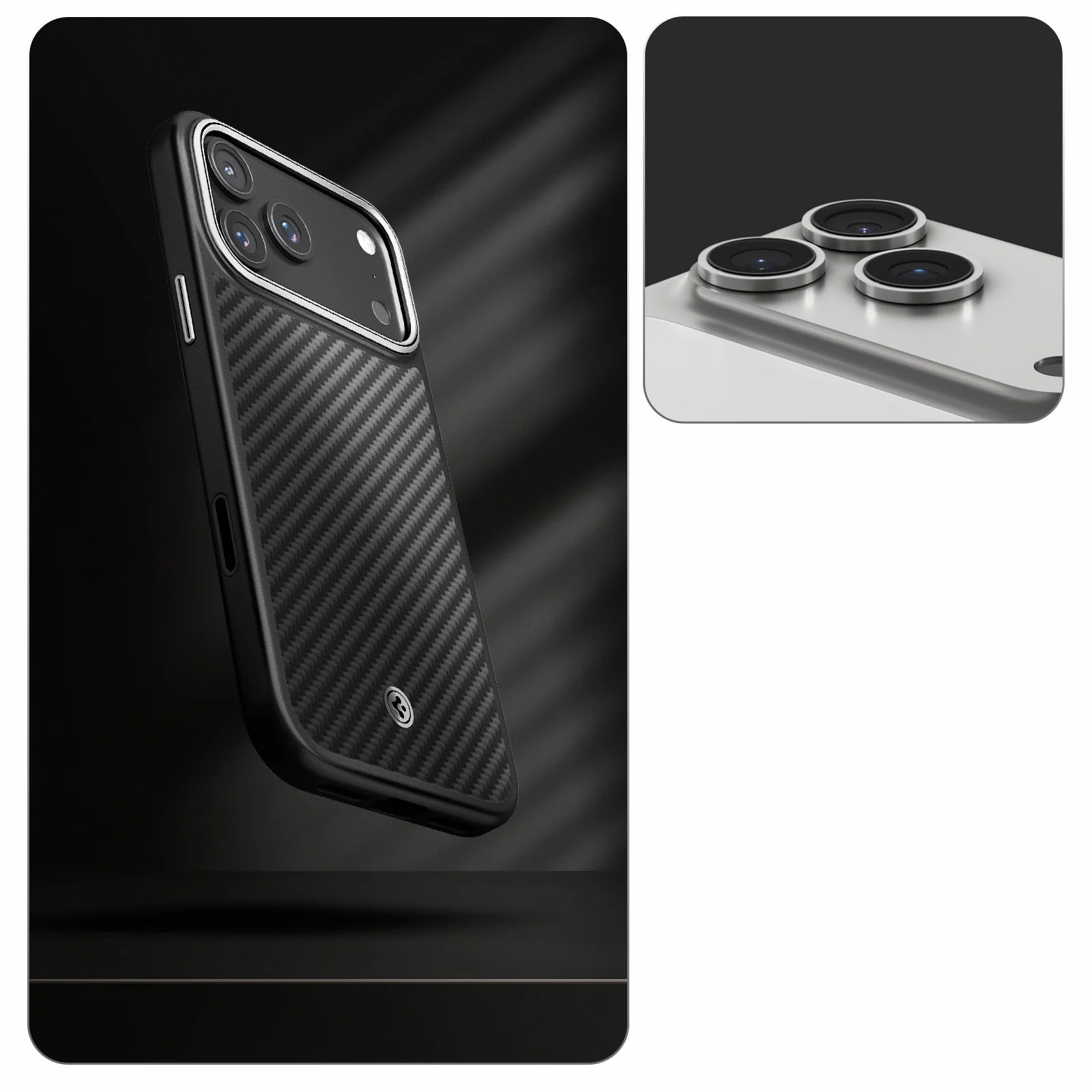Handyhülle für iPhone 17 Pro Max, Spigen Enzo Aramid T Mag (CC) mit MagSafe, Schwarz-Silbern - Image 3