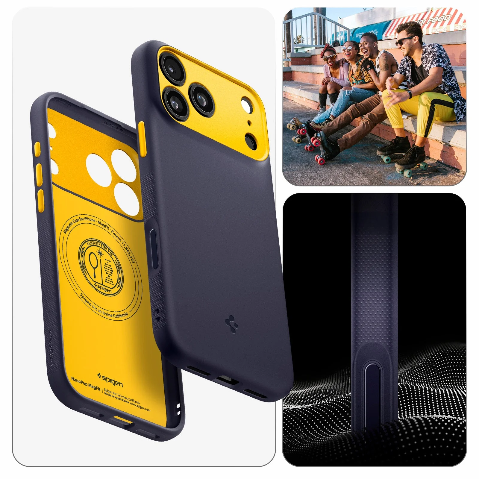 Handyhülle für iPhone 17 Pro Max, Spigen Nano Pop Mag mit MagSafe, Dunkelblau und Gelb - Image 3