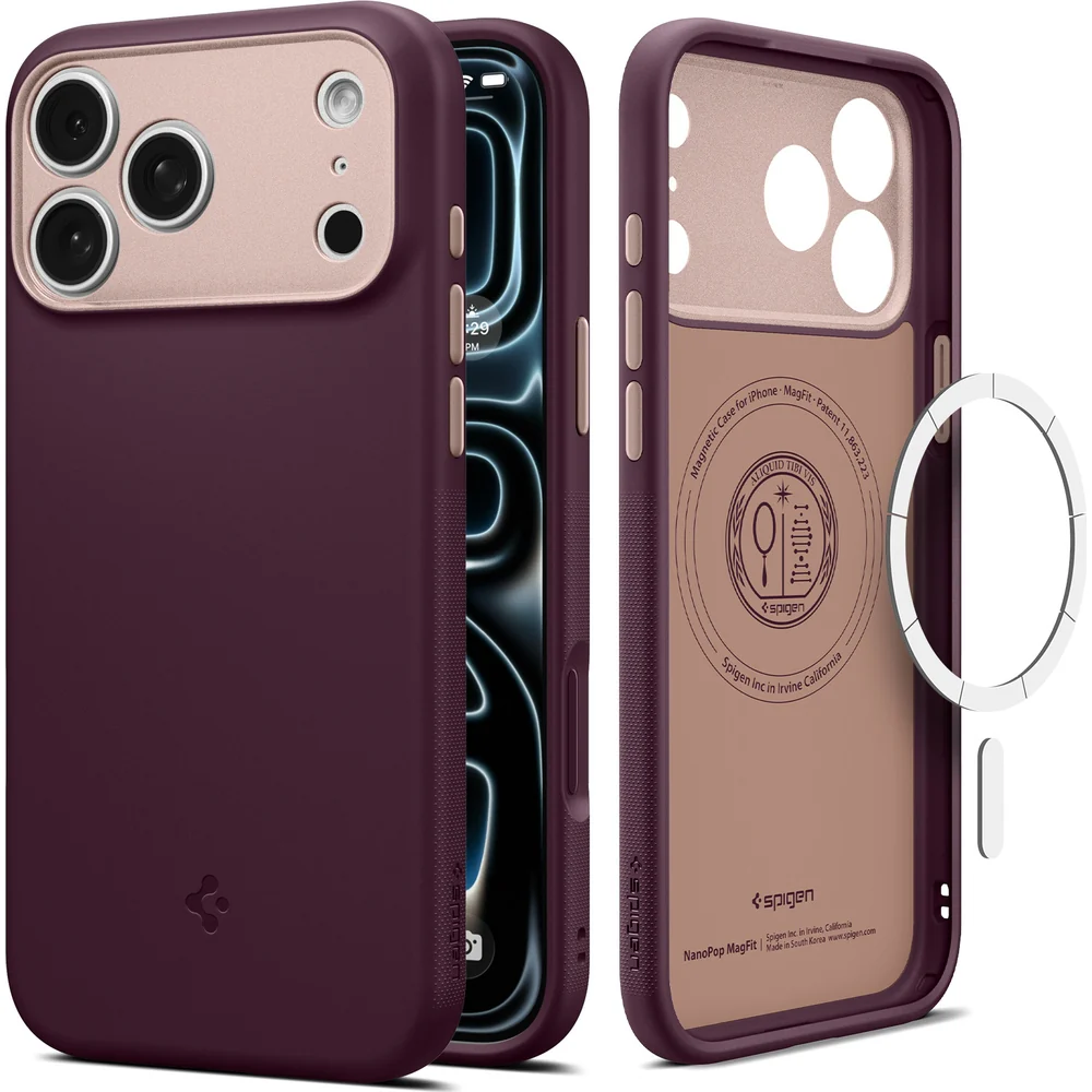 Handyhülle für iPhone 17 Pro Max, Spigen Nano Pop Mag mit MagSafe, Dunkelrot-Rosa - Image 2