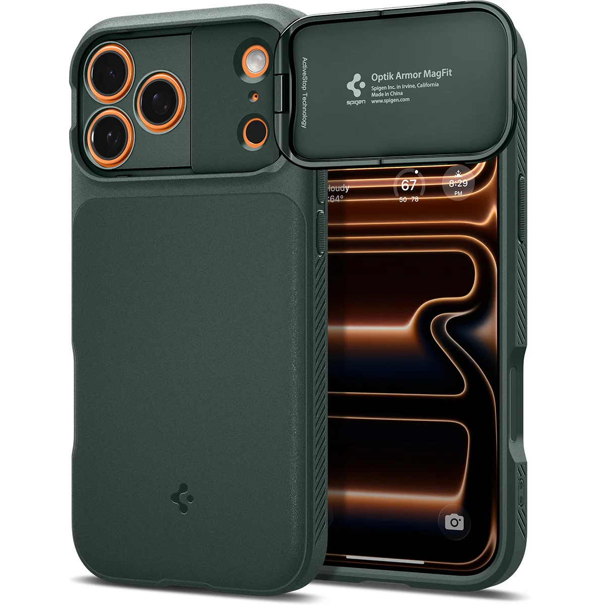 Handyhülle für iPhone 17 Pro Max, Spigen Optik Armor Mag mit MagSafe, Grün