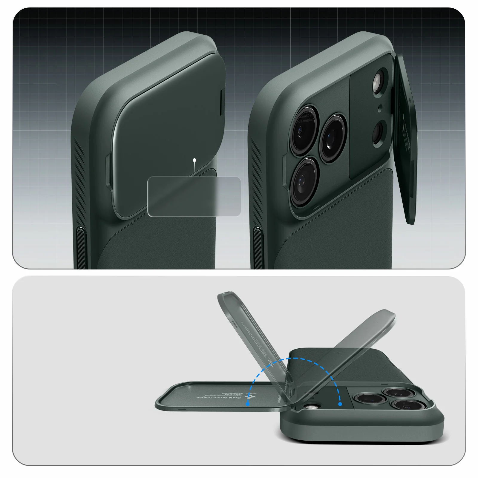 Handyhülle für iPhone 17 Pro Max, Spigen Optik Armor Mag mit MagSafe, Grün - Image 3