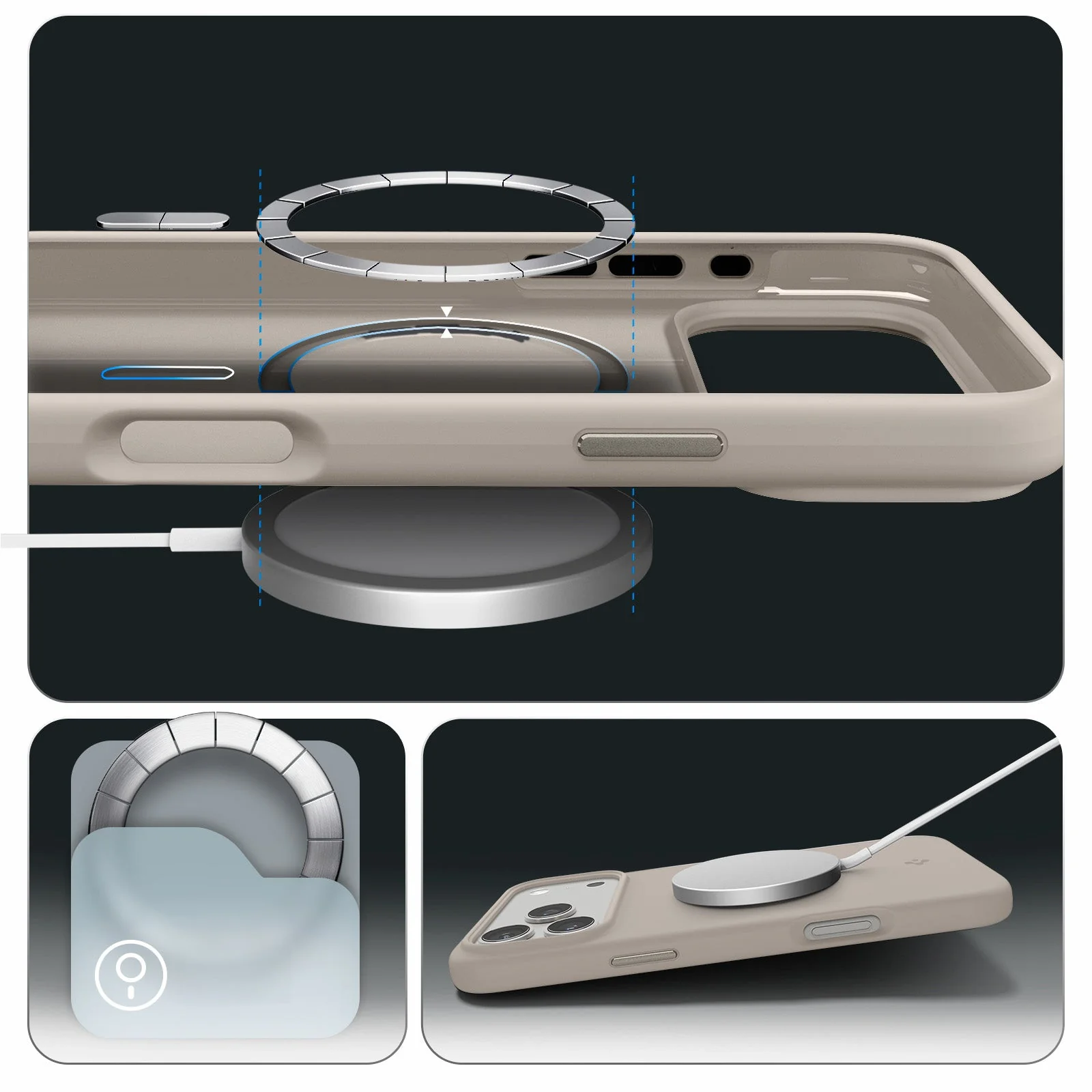Handyhülle für iPhone 17 Pro Max, Spigen Silicone Fit Mag mit MagSafe, Beige - Image 6