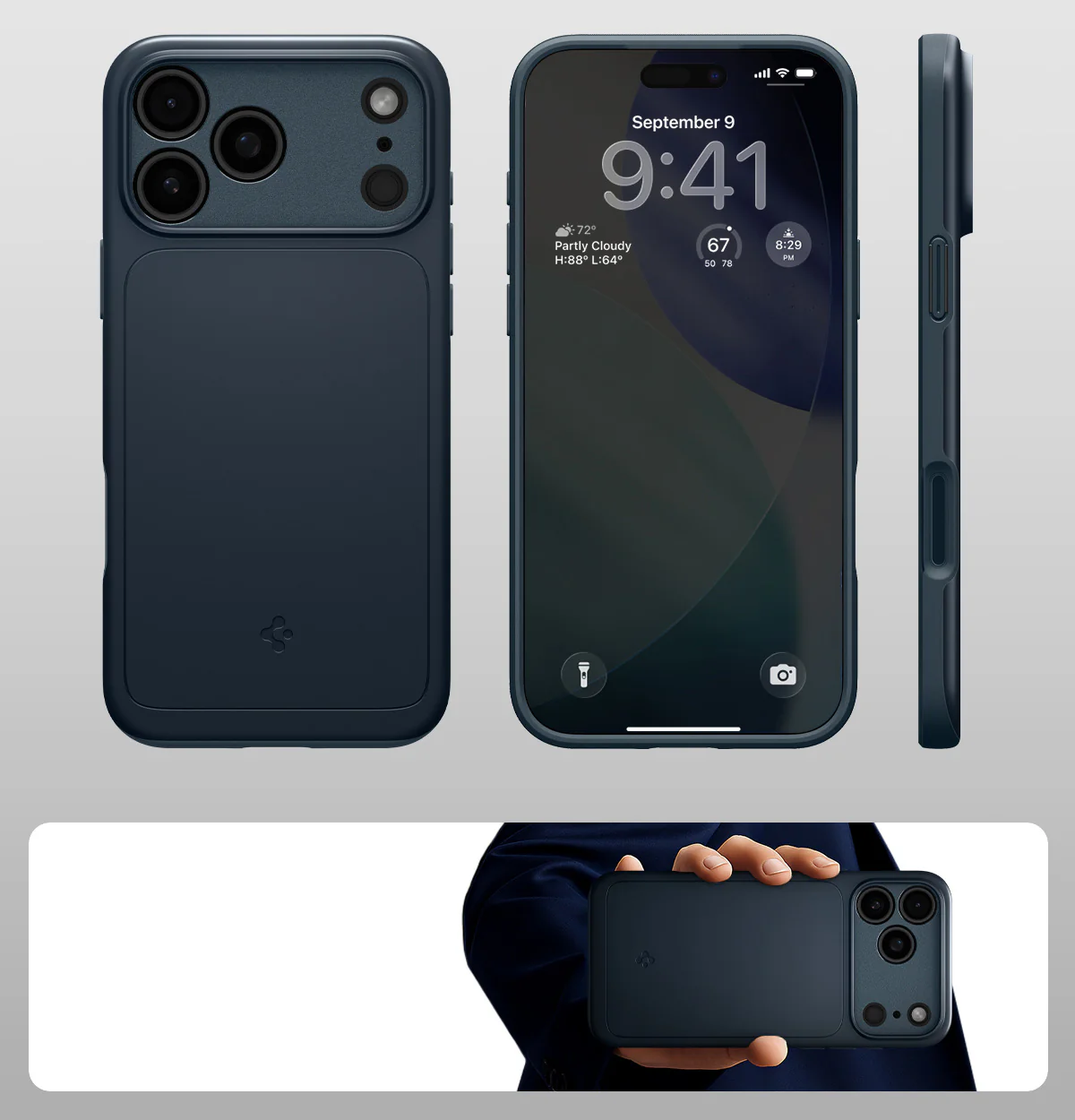 Handyhülle für iPhone 17 Pro Max, Spigen Thin Fit Mag mit MagSafe, Dunkelblau - Image 6