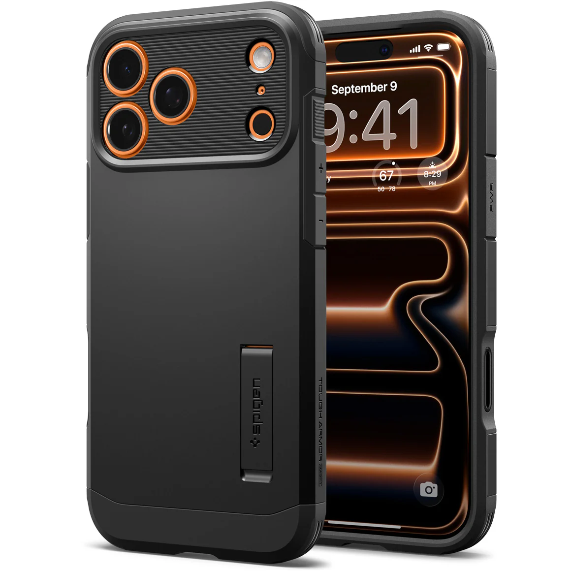 Handyhülle für iPhone 17 Pro Max, Spigen Tough Armor T Mag (CC) mit MagSafe, Schwarz