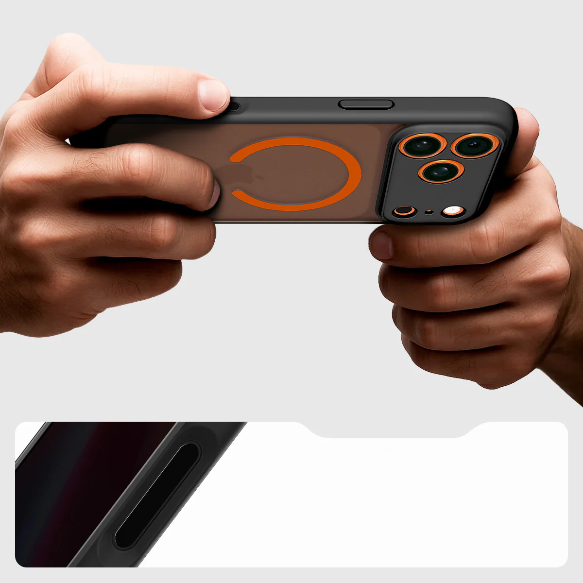 Handyhülle für iPhone 17 Pro Max, Spigen Ultra Hybrid Mag mit MagSafe, Durchscheinend-Schwarz-Orange - Image 12