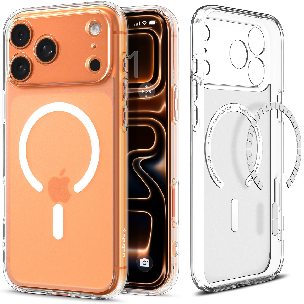 Handyhülle für iPhone 17 Pro Max, Spigen Ultra Hybrid Mag mit MagSafe, Durchscheinend-Weiß