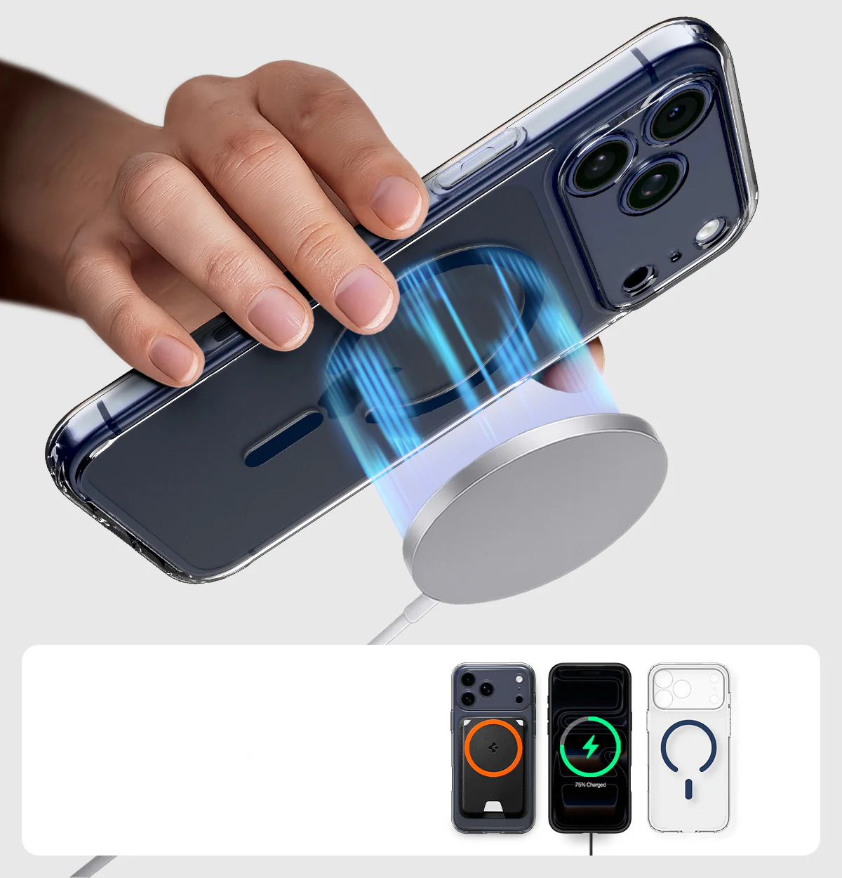 Handyhülle für iPhone 17 Pro Max, Spigen Ultra Hybrid Mag mit MagSafe, Transparent-Dunkelblau - Image 13