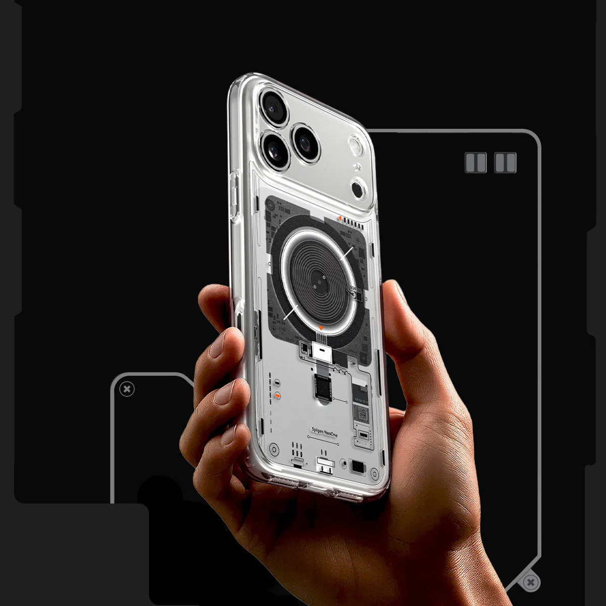 Handyhülle für iPhone 17 Pro Max, Spigen Ultra Hybrid Mag mit MagSafe, Transparent-Gemustert (Neo One) - Image 7