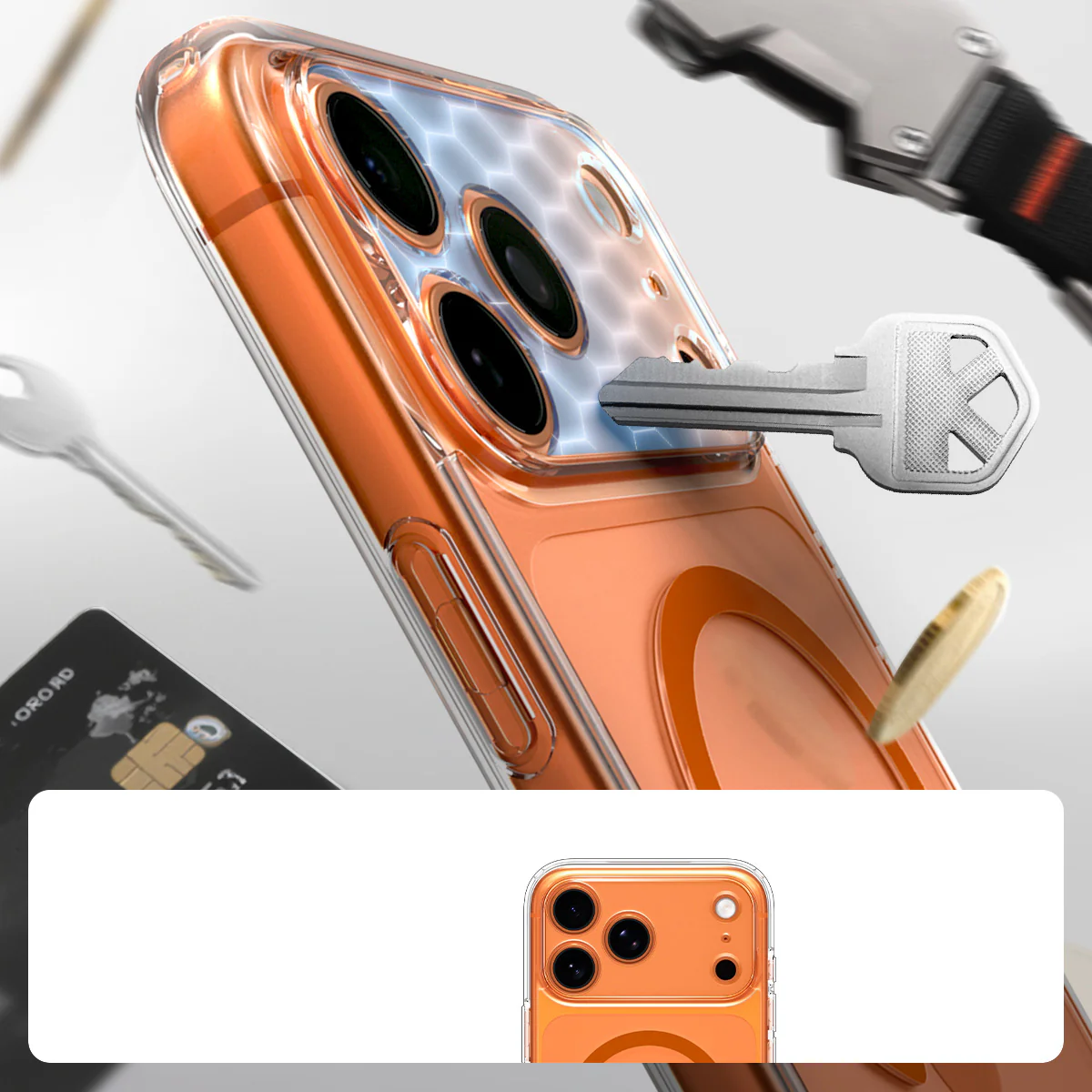 Handyhülle für iPhone 17 Pro Max, Spigen Ultra Hybrid Mag mit MagSafe, Transparent-Orange - Image 14