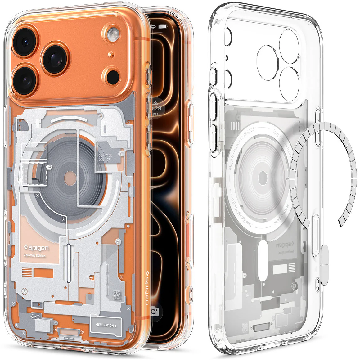 Handyhülle für iPhone 17 Pro Max, Spigen Ultra Hybrid Mag mit MagSafe, Weiß-Grau (Zero One)