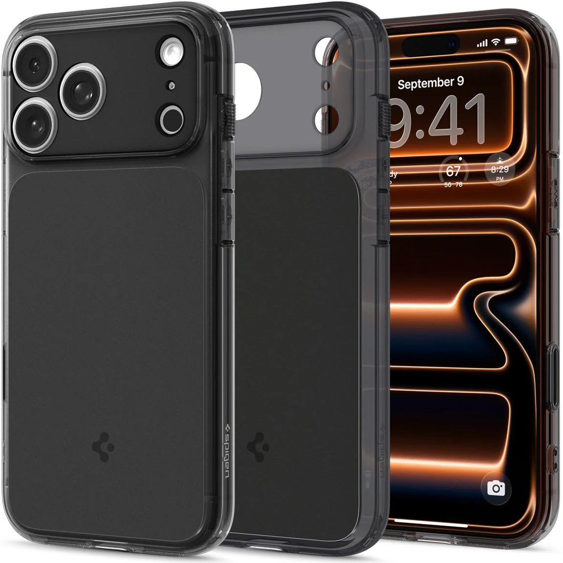 Handyhülle für iPhone 17 Pro Max, Spigen Ultra Hybrid T Mag (CC) mit MagSafe, Rauchfarben-Schwarz
