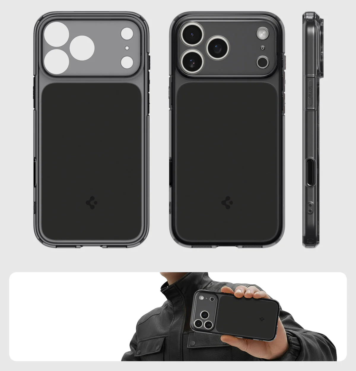 Handyhülle für iPhone 17 Pro Max, Spigen Ultra Hybrid T Mag (CC) mit MagSafe, Rauchfarben-Schwarz - Image 5