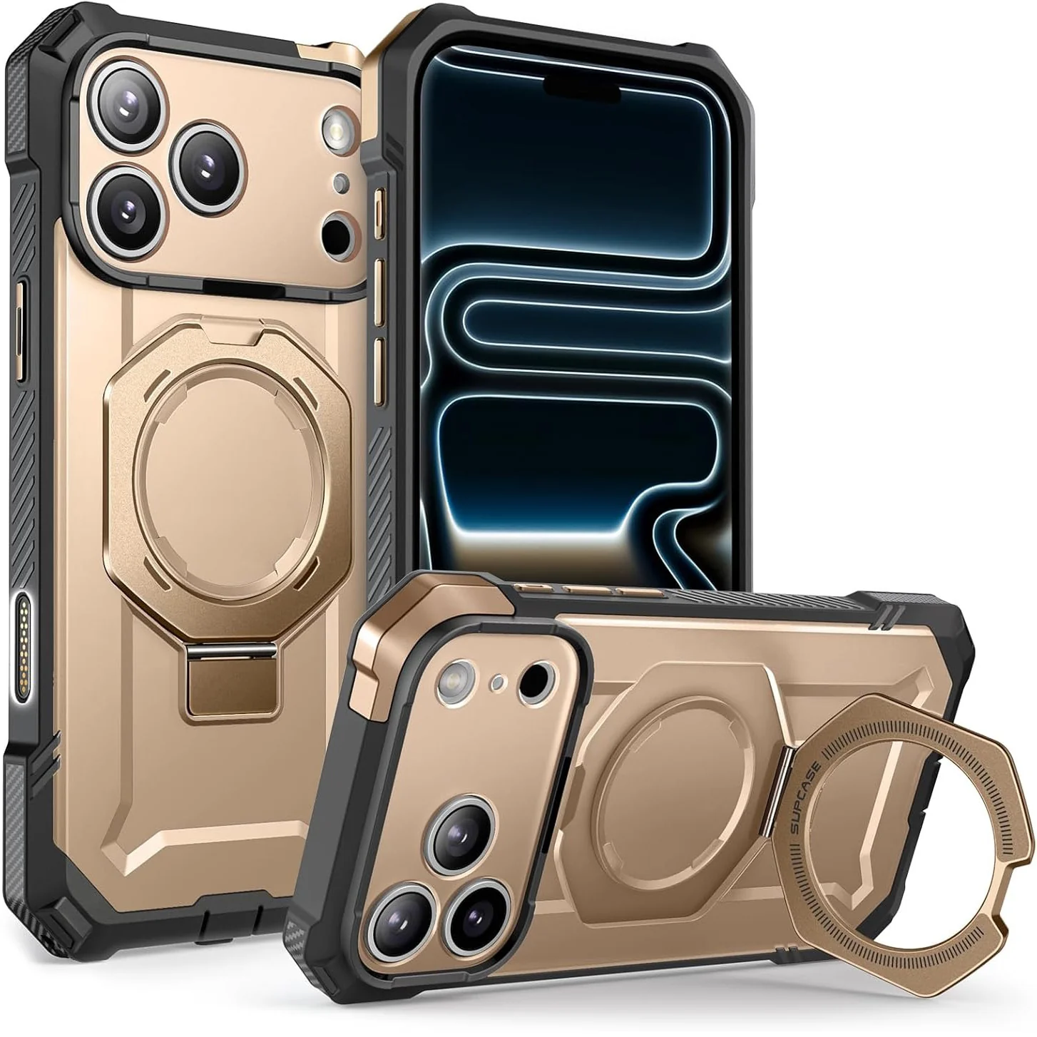 Handyhülle für iPhone 17 Pro Max, Supcase UB Grip Mag mit MagSafe (CC), Grau-Golden
