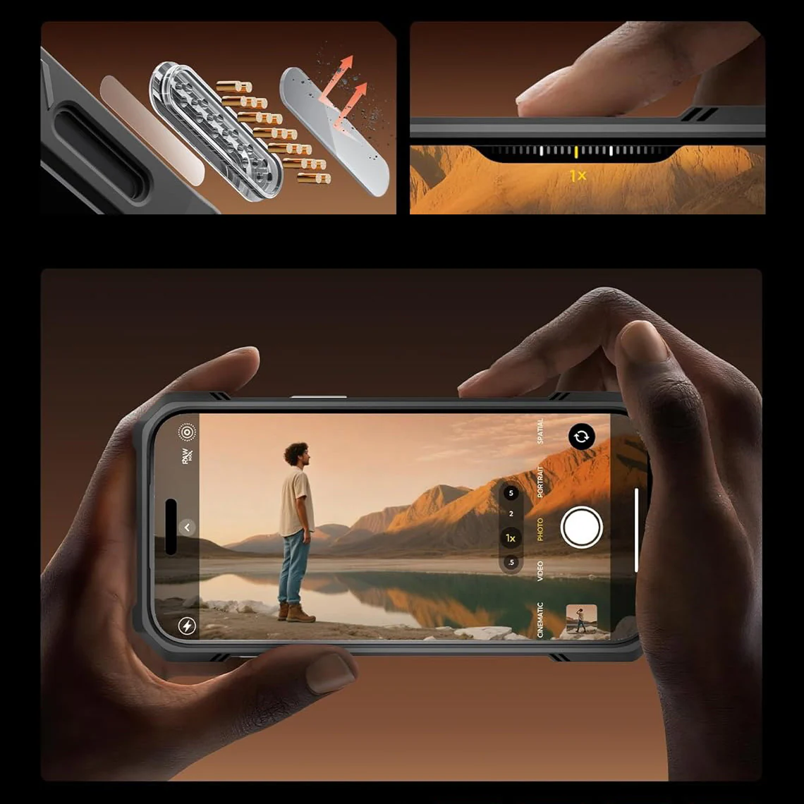 Handyhülle für iPhone 17 Pro Max, Supcase UB Grip Mag mit MagSafe (CC), Grau-Golden - Image 10