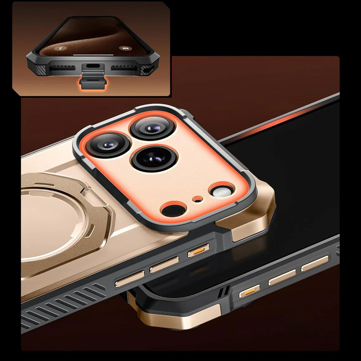 Handyhülle für iPhone 17 Pro Max, Supcase UB Grip Mag mit MagSafe (CC), Grau-Golden - Image 12