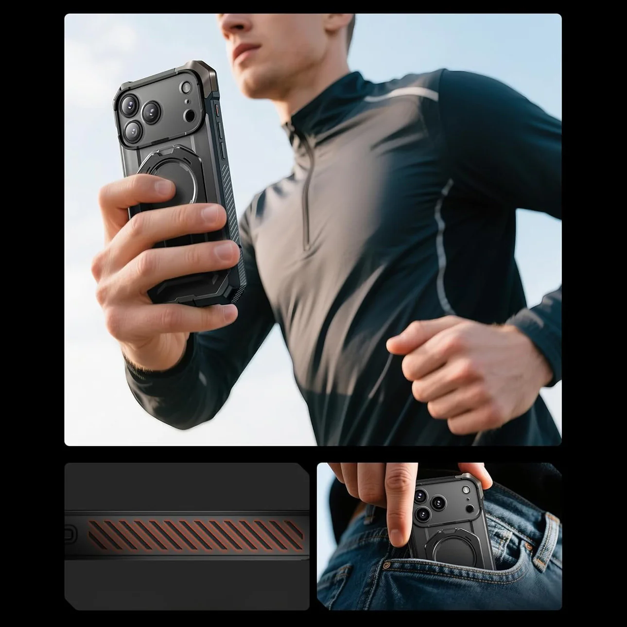 Handyhülle für iPhone 17 Pro Max, Supcase UB Grip Mag mit MagSafe (CC), Schwarz-Transparent - Image 11