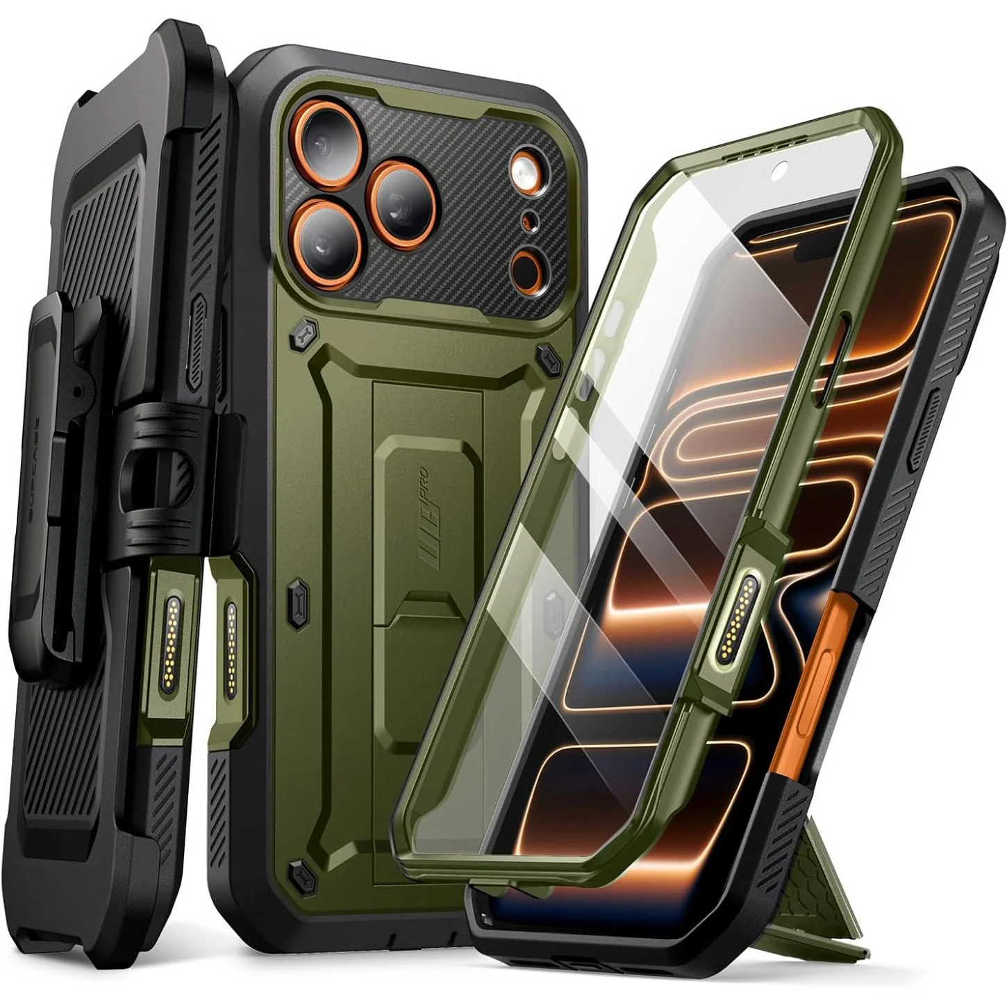 Handyhülle für iPhone 17 Pro Max, Supcase UB Pro SP (CC), Schwarz-Grün