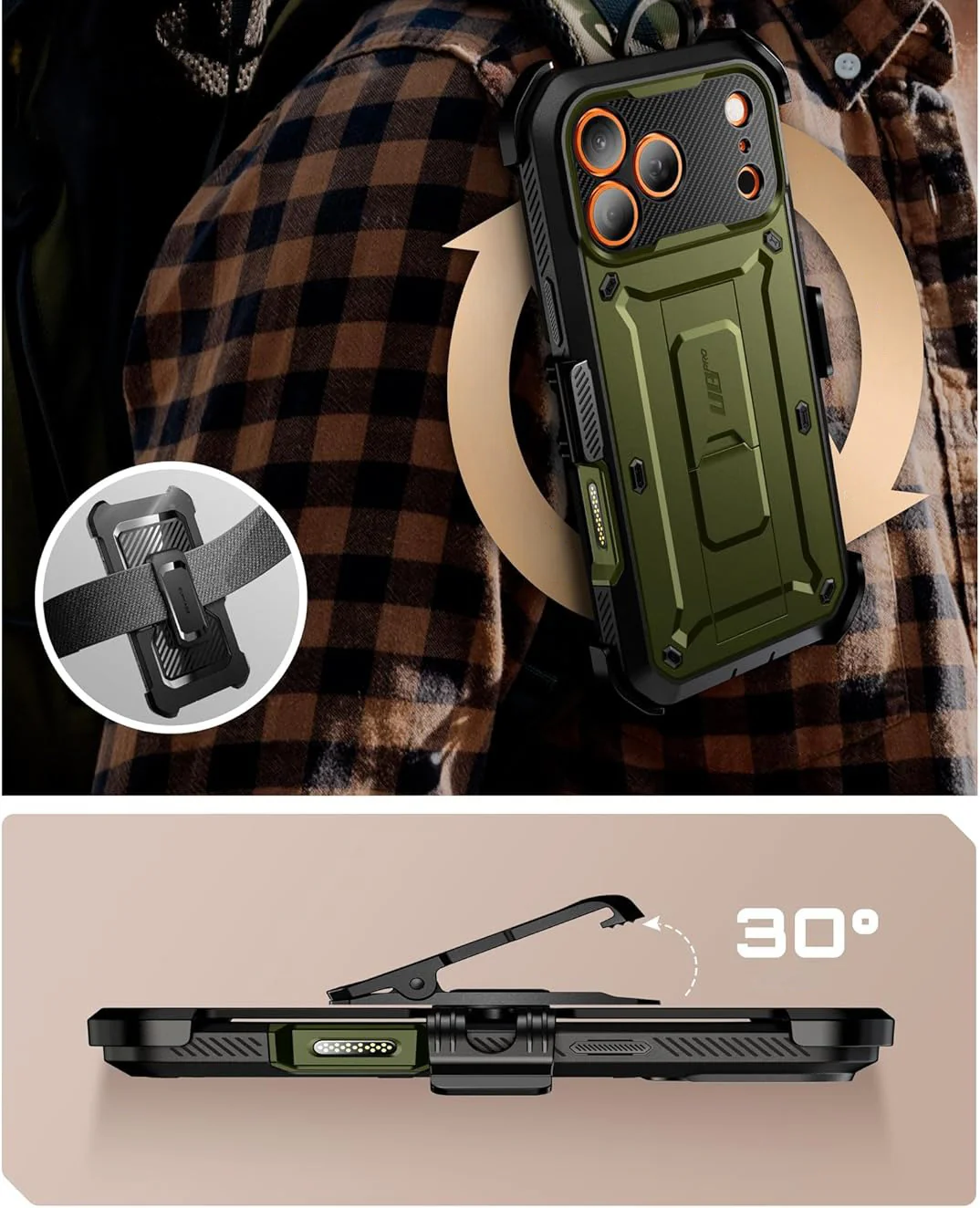 Handyhülle für iPhone 17 Pro Max, Supcase UB Pro SP (CC), Schwarz-Grün - Image 9