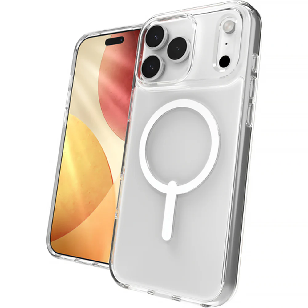 Handyhülle für iPhone 17 Pro Max, ZAGG Crystal Palace Lite Snap mit MagSafe, Transparent und Weiß