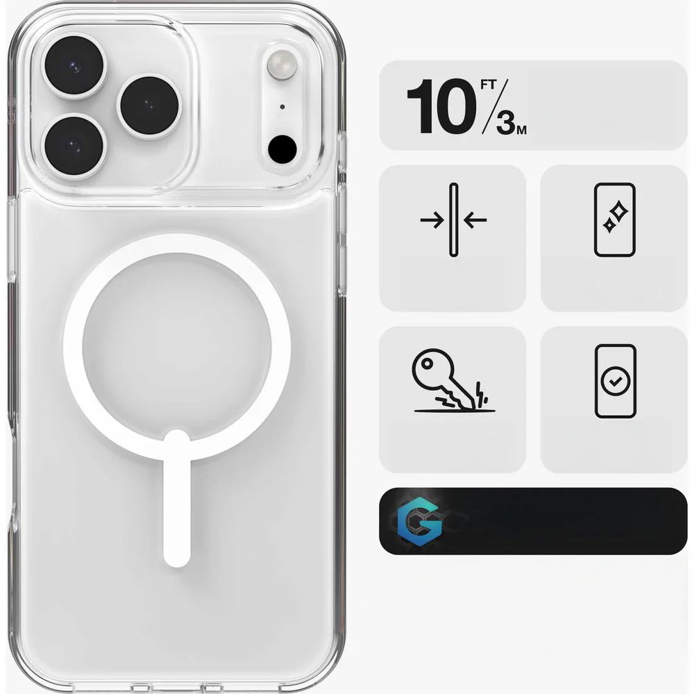 Handyhülle für iPhone 17 Pro Max, ZAGG Crystal Palace Lite Snap mit MagSafe, Transparent und Weiß - Image 4