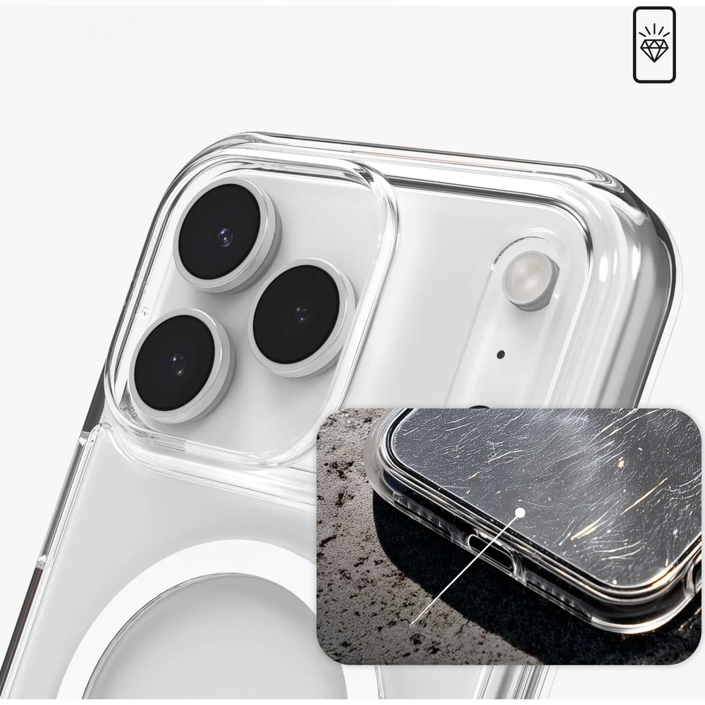 Handyhülle für iPhone 17 Pro Max, ZAGG Crystal Palace Lite Snap mit MagSafe, Transparent und Weiß - Image 5