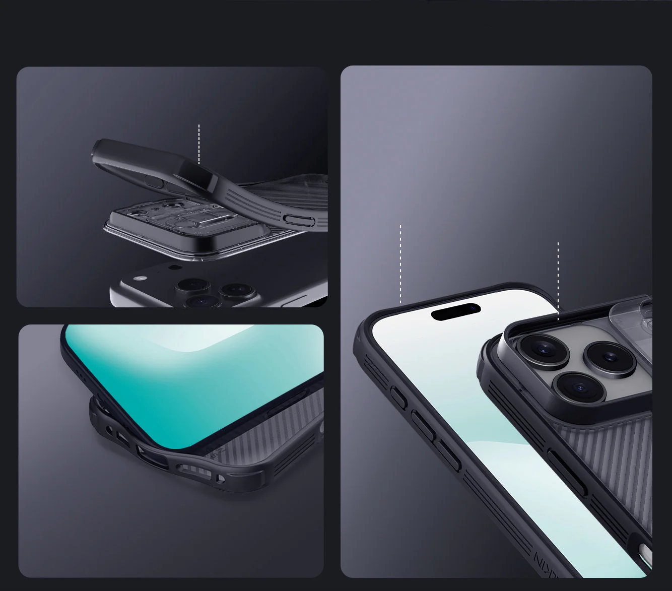 Handyhülle für iPhone 17 Pro, Nillkin CamShield Pro, Durchscheinend-Schwarz - Image 12