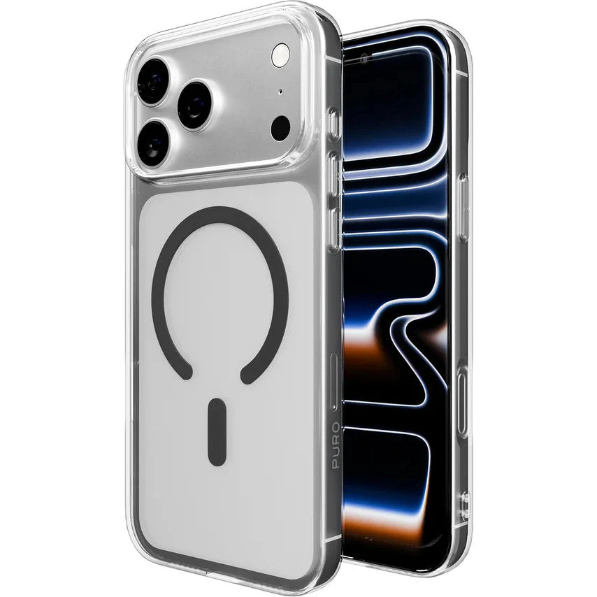 Handyhülle für iPhone 17 Pro, Puro Lite Mag Pro, Transparent und Grau