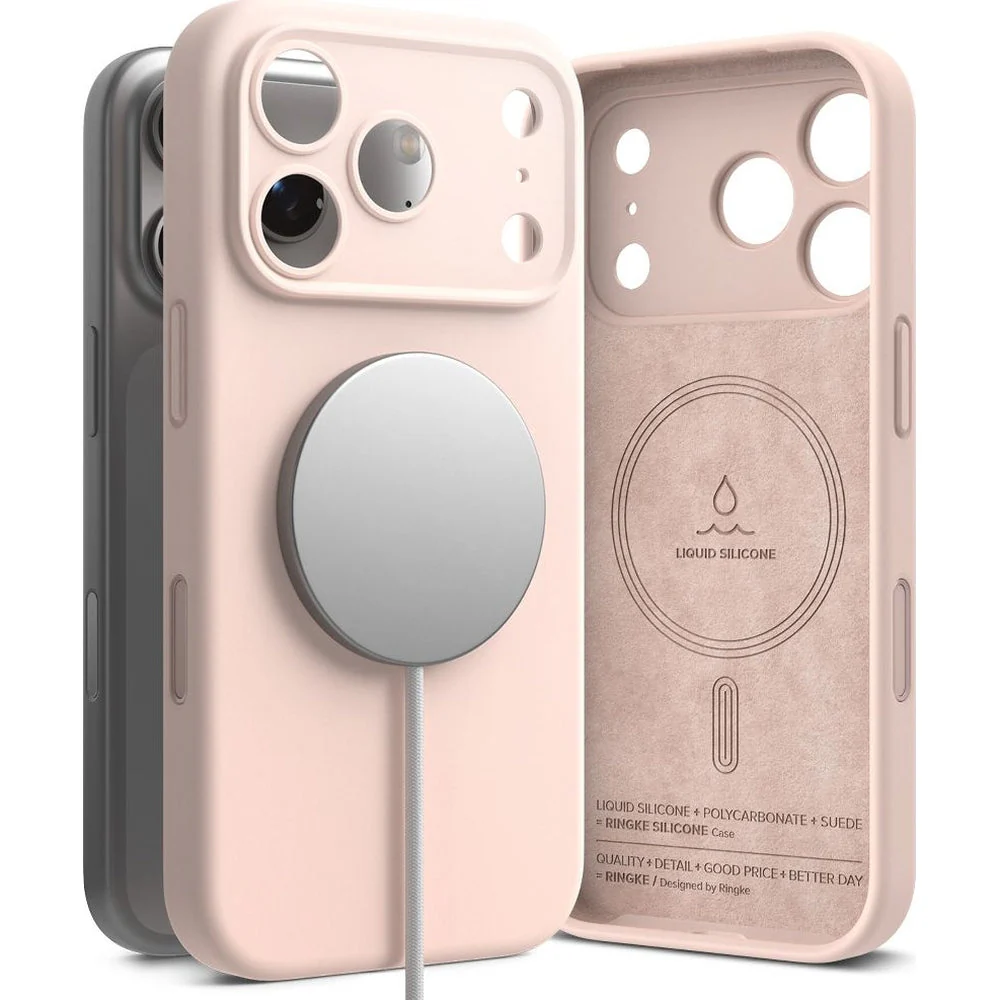 Handyhülle für iPhone 17 Pro, Ringke Silicone CC Magnetic mit MagSafe, Sandfarbe