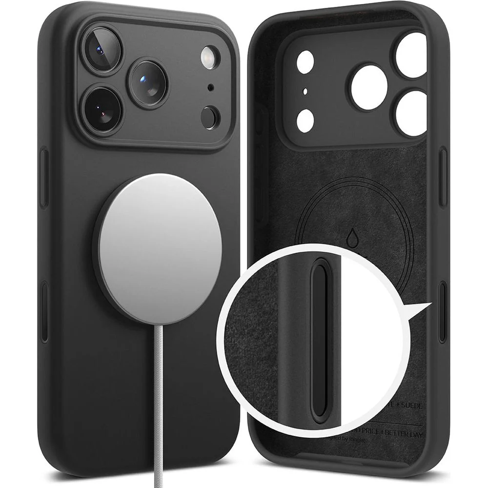 Handyhülle für iPhone 17 Pro, Ringke Silicone CC Magnetic mit MagSafe, Schwarz - Image 3