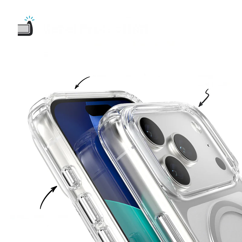 Handyhülle für iPhone 17 Pro, Speck Presidio Perfect-Clear mit MagSafe, Transparent und Silbern - Image 6