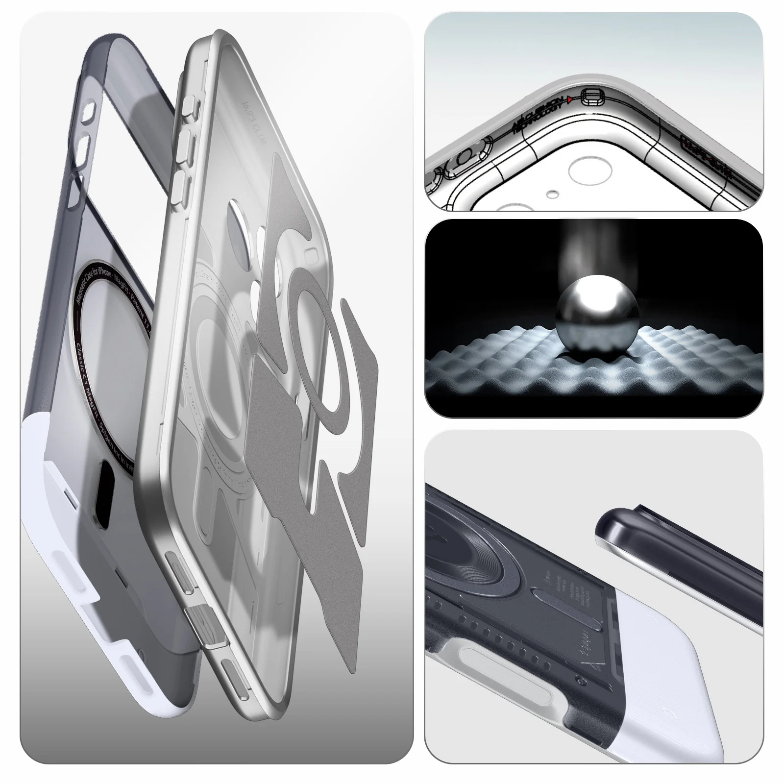Handyhülle für iPhone 17 Pro, Spigen Classic C1 Mag mit MagSafe, Grau - Image 13