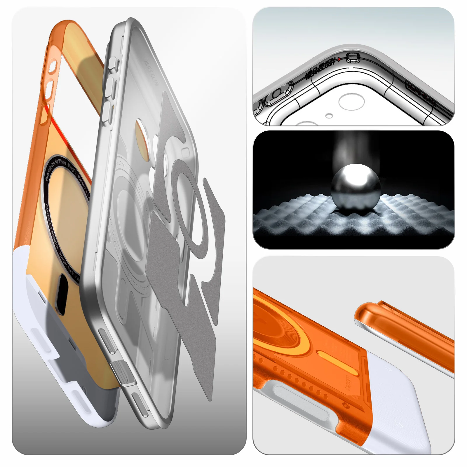 Handyhülle für iPhone 17 Pro, Spigen Classic C1 Mag mit MagSafe, Orange - Image 13