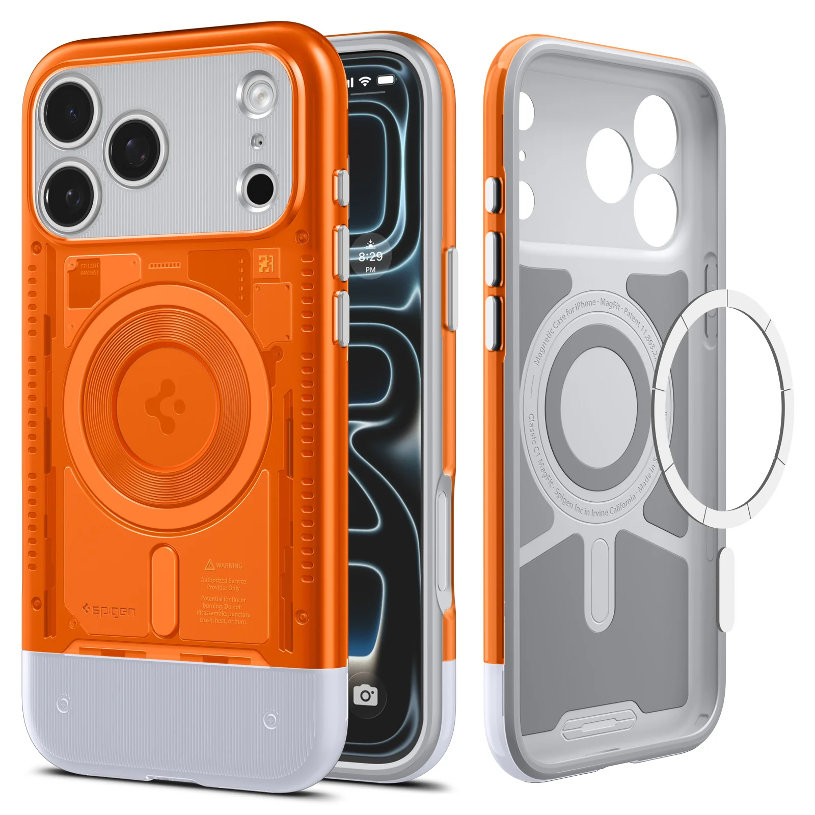 Handyhülle für iPhone 17 Pro, Spigen Classic C1 Mag mit MagSafe, Orange - Image 2
