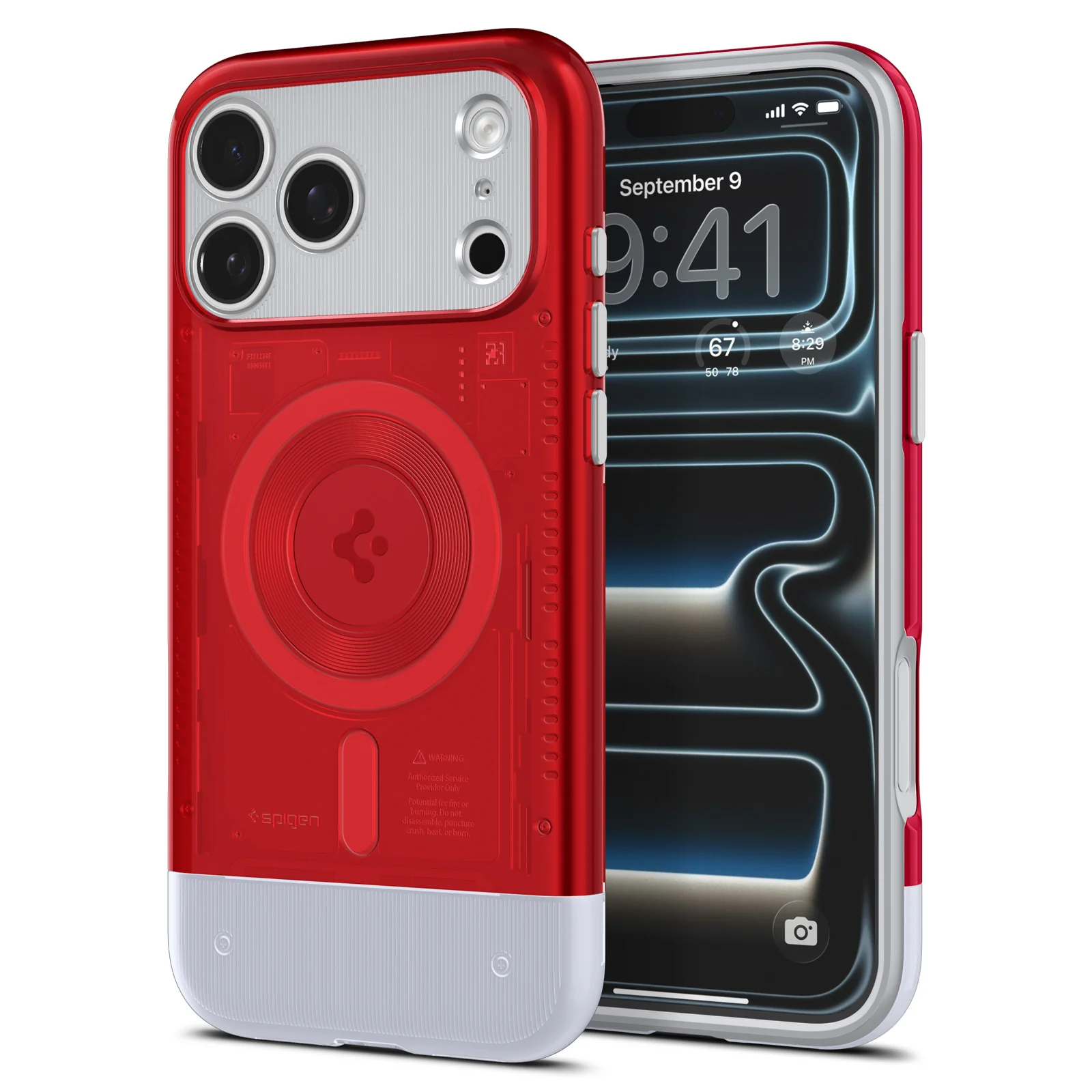 Handyhülle für iPhone 17 Pro, Spigen Classic C1 Mag mit MagSafe, Rot