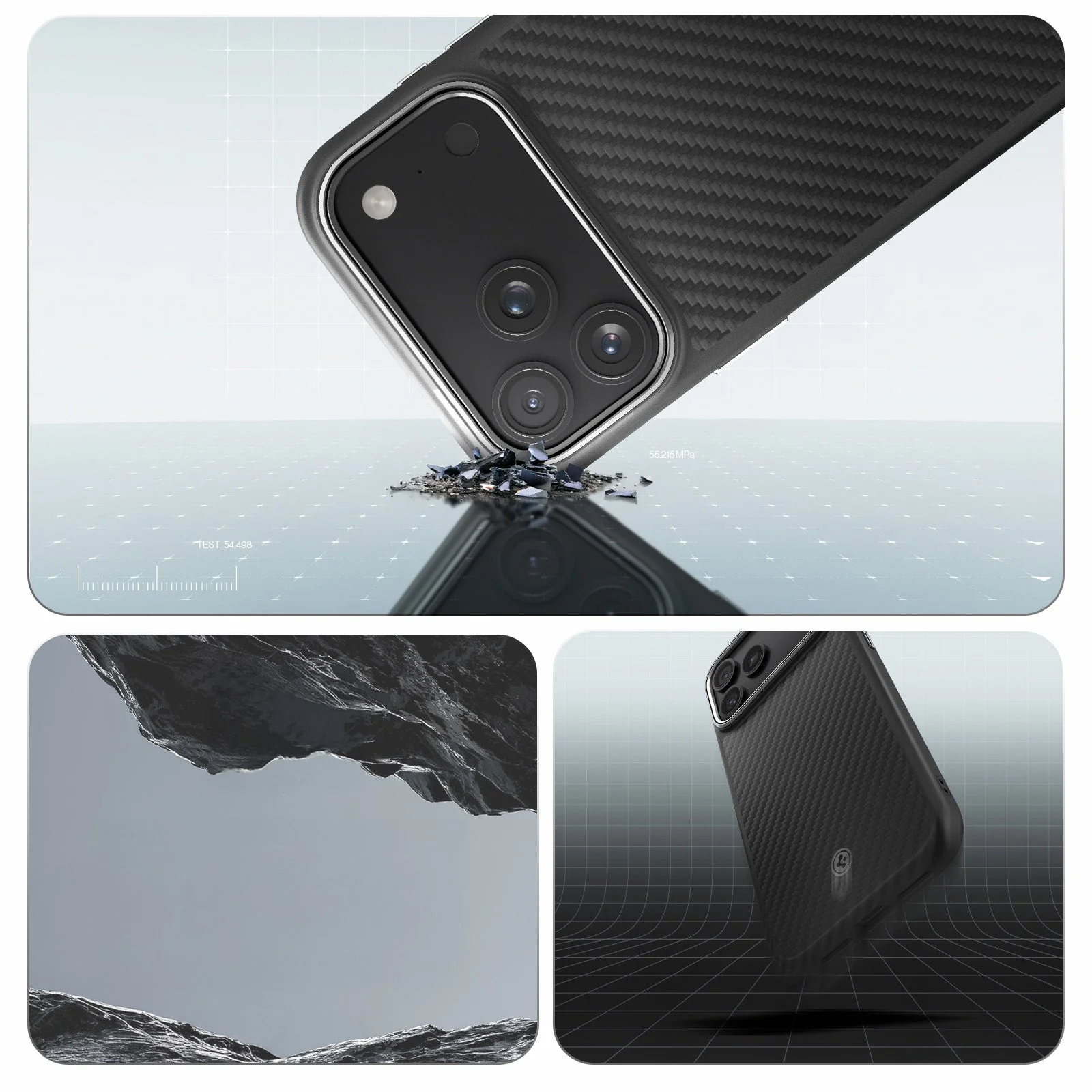 Handyhülle für iPhone 17 Pro, Spigen Enzo Aramid T Mag (CC) mit MagSafe, Schwarz-Silbern - Image 7