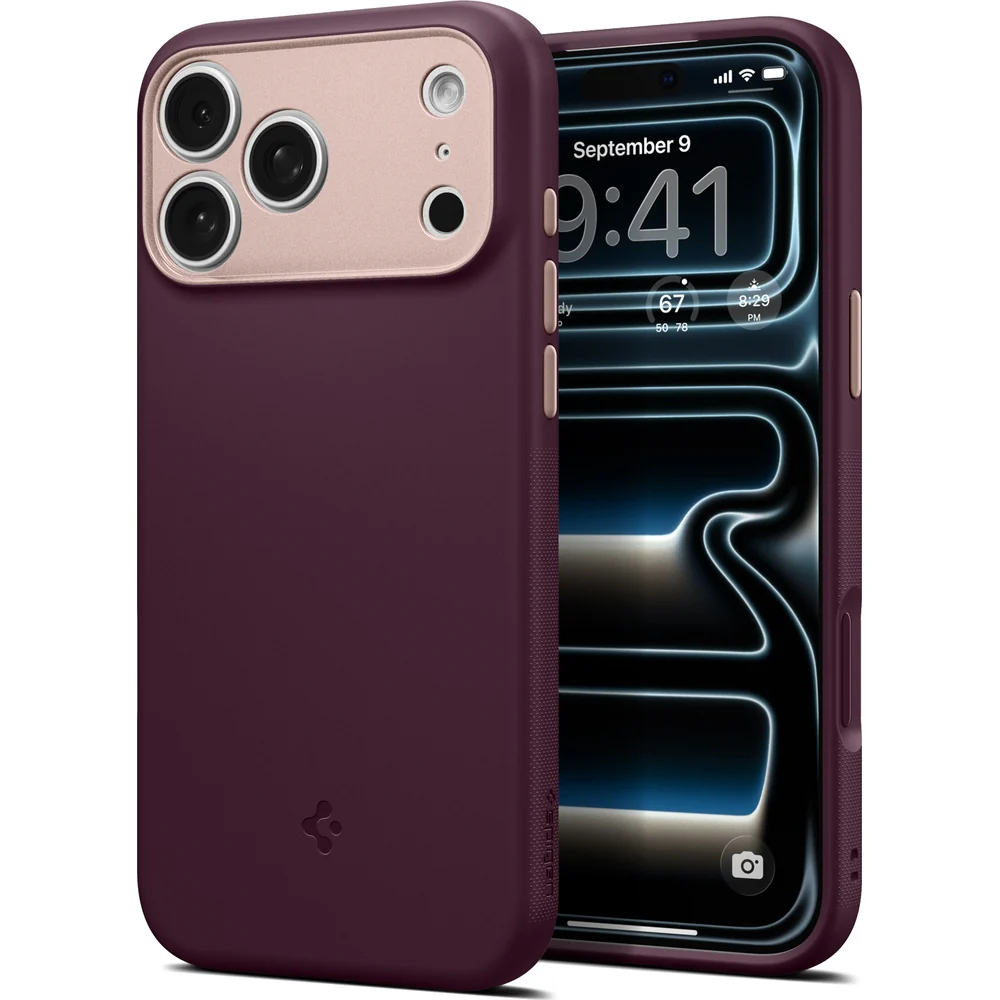 Handyhülle für iPhone 17 Pro, Spigen Nano Pop Mag mit MagSafe, Dunkelrot-Rosa