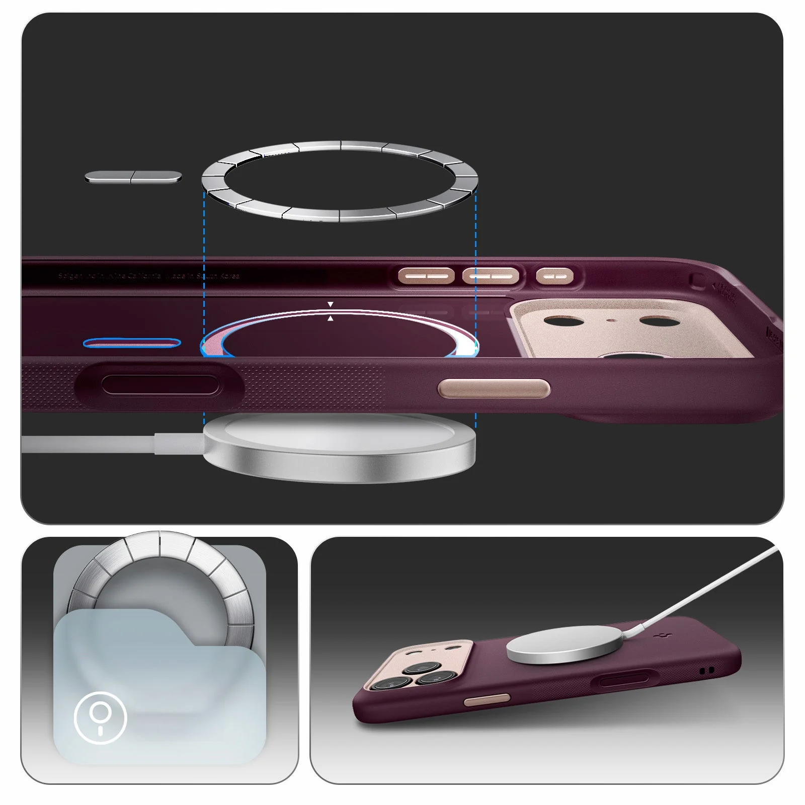 Handyhülle für iPhone 17 Pro, Spigen Nano Pop Mag mit MagSafe, Dunkelrot-Rosa - Image 7
