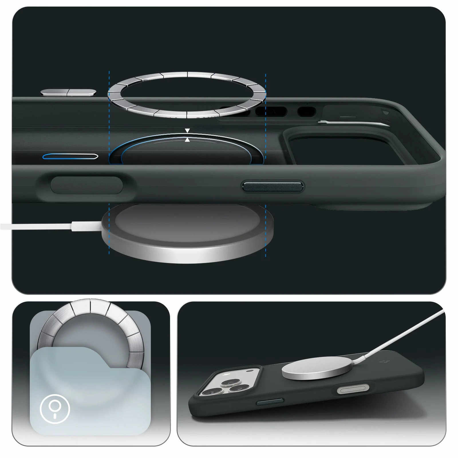 Handyhülle für iPhone 17 Pro, Spigen Silicone Fit Mag mit MagSafe, Grün - Image 6