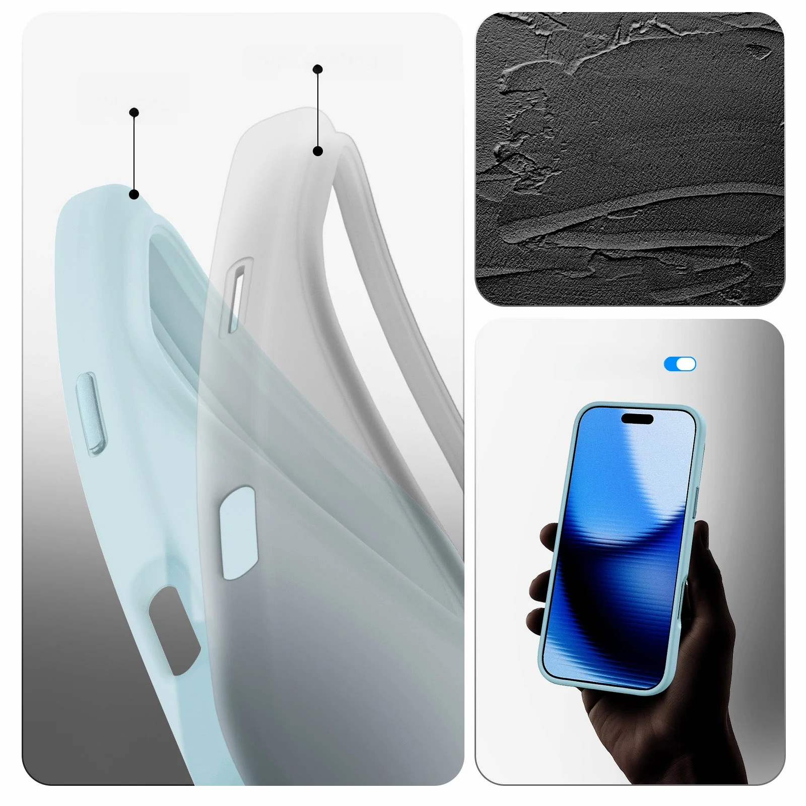 Handyhülle für iPhone 17 Pro, Spigen Silicone Fit Mag mit MagSafe, Hellblau - Image 3