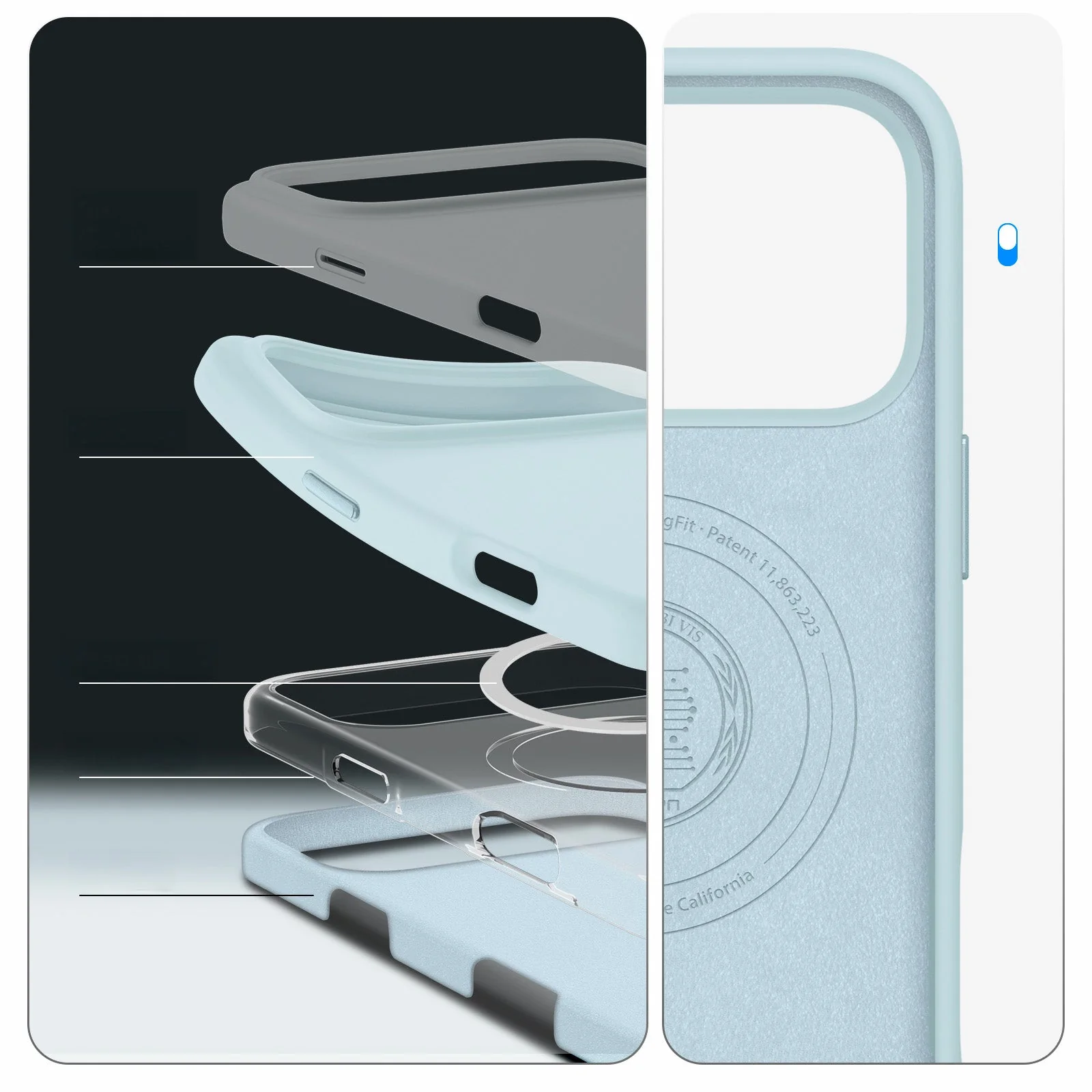 Handyhülle für iPhone 17 Pro, Spigen Silicone Fit Mag mit MagSafe, Hellblau - Image 4