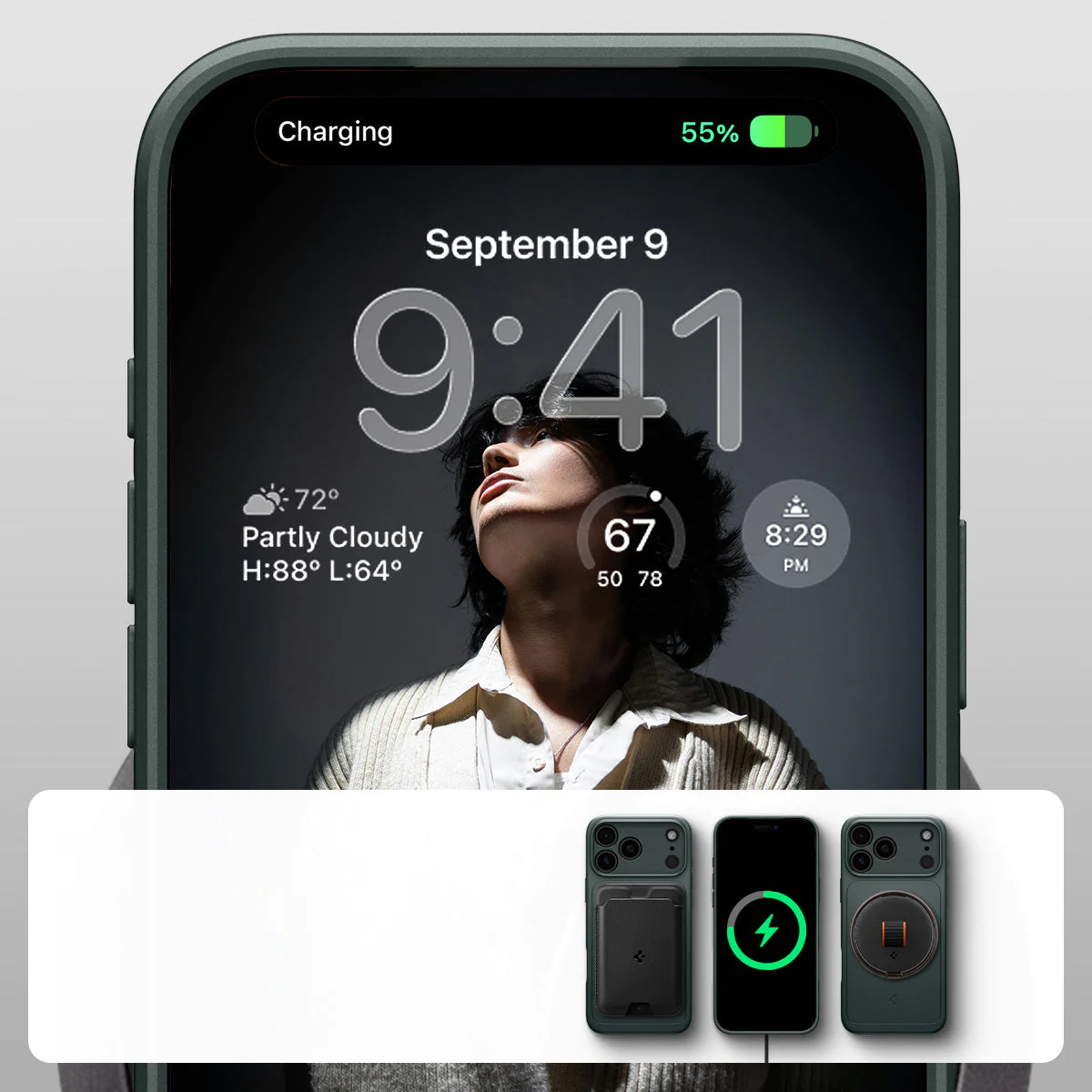 Handyhülle für iPhone 17 Pro, Spigen Thin Fit Mag mit MagSafe, Grün - Image 4