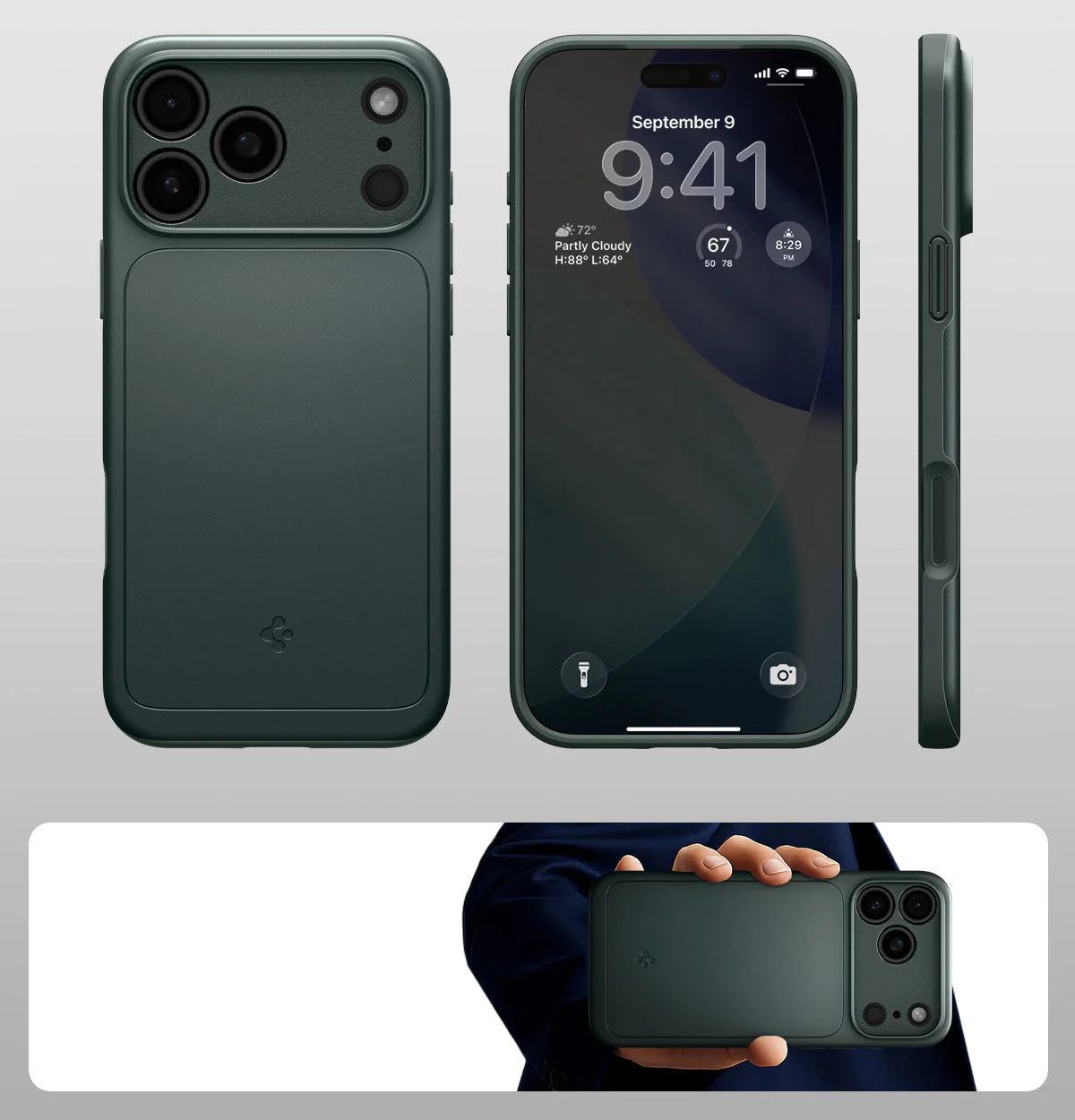Handyhülle für iPhone 17 Pro, Spigen Thin Fit Mag mit MagSafe, Grün - Image 6