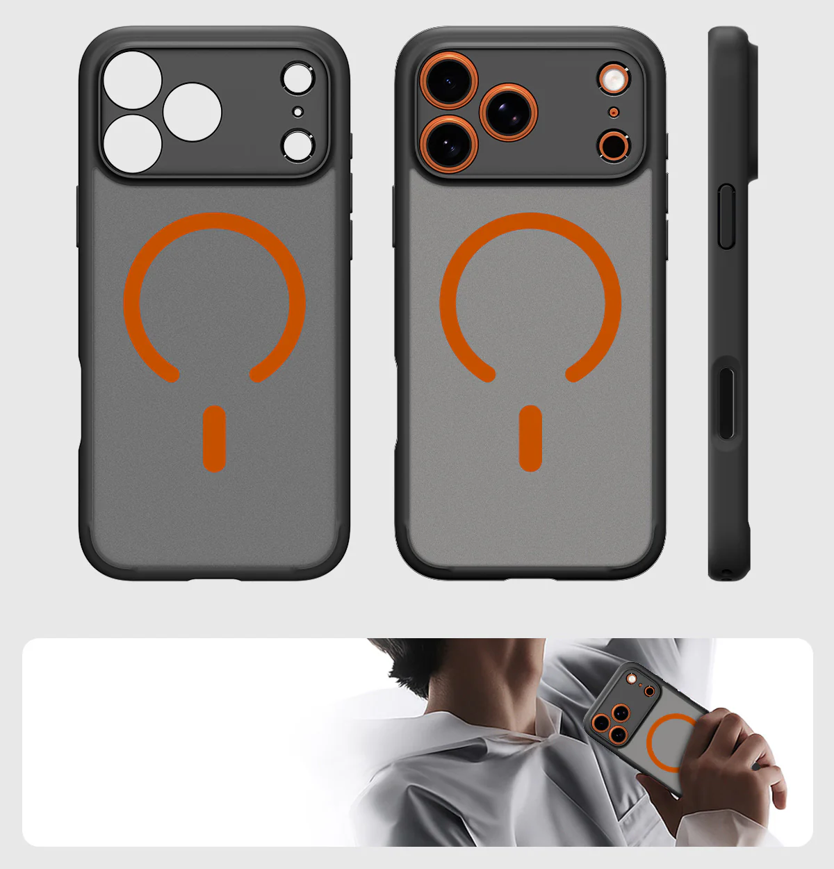 Handyhülle für iPhone 17 Pro, Spigen Ultra Hybrid Mag mit MagSafe, Durchscheinend-Schwarz-Orange - Image 10